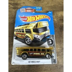 2015 Hot Wheels Gold School Bus HOT WHEELS HIGH  #37 Super Chromes Fast Shipping
